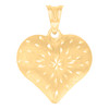 10K Yellow Gold Women's Diamond Cut 1" Charm Teardrop Etch Puffed Heart Pendant