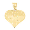 10K Yellow Gold Women's Diamond Cut 1.35" Charm Teardrop Etch Puff Heart Pendant