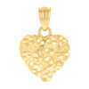 10K Yellow Gold Womens Diamond Cut 0.70" Love Charm Nugget Pattern Heart Pendant