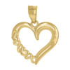 10K Yellow Gold Women's 3/4" D/C Charm Infinity Link Milgrain Open Heart Pendant