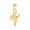 10K Yellow Gold Unisex 0.70" Diamond Cut Cupid Charm Standing Angel Pendant
