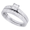 Diamond Bridal Set 10K White Gold Princess Engagement Ring Wedding Band 1/2 Tcw.