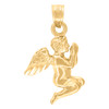 10K Yellow Gold Unisex 0.90" Diamond Cut Charm Kneeling Praying Angel Pendant