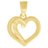 10K Yellow Gold 0.70" Diamond Cut Love Charm Milgrain Fancy Double Heart Pendant