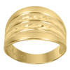 10K Yellow Gold Women's 13mm Concave Band 2 Row Diamond Cut Beaded Ring | Size 8