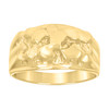 10K Yellow Gold Men's Polished 11mm Textured Statement Band Nugget Pinky Ring