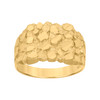 10K Yellow Gold Men's Diamond Cut 13mm Square Statement Band Nugget Pattern Ring