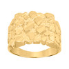 10K Yellow Gold Men's D/C 13mm Squared Top Statement Band Nugget Pattern Ring