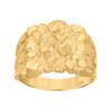 10K Yellow Gold Men's Diamond Cut 16mm Texture Square Statement Band Nugget Ring