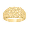 10K Yellow Gold Unisex Diamond Cut 9mm Texture Square Statement Band Nugget Ring