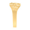 10K Yellow Gold Unisex Diamond Cut 9mm Texture Square Statement Band Nugget Ring