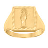 10K Yellow Gold Men's D/C 14.5mm Square Angel of Death Grim Reaper Pinky Ring