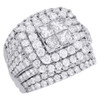14K White Gold Quad Princess Diamond Double Square Halo Engagement Ring 5 Ct.