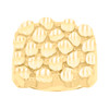 10K Yellow Gold Mens 18.5mm Diamond Cut Square Textured Band Nugget Pattern Ring