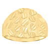 10K Yellow Gold Men's Diamond Cut 14mm Domed Textured Band Nugget Pattern Ring