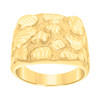 10K Yellow Gold Men's Diamond Cut 16.5mm Square Top Band Nugget Pattern Ring