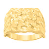 10K Yellow Gold Men's Diamond Cut 12.5mm Square Top Band Nugget Pattern Ring