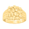10K Yellow Gold Womens D/C 14.5mm Groove Cluster Pattern Band Nugget Design Ring