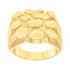 10K Yellow Gold Men's Diamond Cut 17mm Grooved Tall Band Nugget Pattern Ring