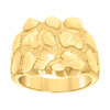 10K Yellow Gold Men's Diamond Cut 16mm Textured Cluster Band Nugget Pattern Ring