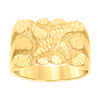 10K Yellow Gold Men's D/C Textured 13.5mm Square Groove Band Nugget Pattern Ring