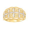 10K Two Tone Gold Women's 13mm D/C Domed Bead Band Textured Floral Filigree Ring