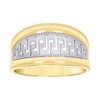 10K Two Tone Gold Women's Polished 11.5mm Beaded Concave Band Greek Key Ring