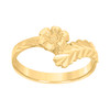 10K Yellow Gold Women's 10.5mm Diamond Cut Bypass Band Flower & Leaf Rose Ring