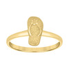 10K Yellow Gold Women's 8mm Textured Band Floral Beach Sandal Fashion Ring