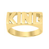 10K Yellow Gold Men's 8mm Textured Block Font Statement Band KING Pinky Ring