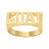 10K Yellow Gold Men's 8mm Textured Block Font Statement Band GOAT Pinky Ring
