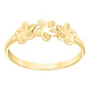 10K Yellow Gold Women's 5.5mm Diamond Cut Band Triple Flower Floral Fashion Ring
