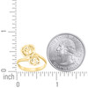 10K Yellow Gold Women's 16mm Diamond Cut Floral Double Flowers Roses Bypass Ring