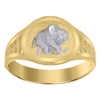 10K Two Tone Gold Women's 11.5mm Textured Signet Band Oval Baby Elephant Ring