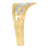 10K Two Tone Gold Women's Diamond Cut 10.5mm Love Band Pointed Curve Heart Ring