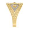 10K Two Tone Gold Women's Diamond Cut 13.5mm Love Band Filigree Heart Dome Ring