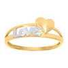 10K Two Tone Gold Women's 7mm Stackable Open Block Font Band LOVE Heart Ring