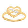 10K Two Tone Gold Women's Diamond Cut 10mm Love Infinity Symbol in Heart Ring