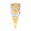 10K Two Tone Gold Women's Diamond Cut 8mm Band Wavy Border Open Greek Key Ring