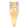10K Two Tone Gold Women's Diamond Cut 7mm Faceted Border Band Greek Key Ring