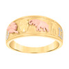 10K Tri Color Gold Women's 8mm Textured Band Clover Good Luck Lucky Charms Ring