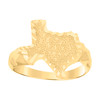 10K Yellow Gold Unisex Diamond Cut 17mm USA Map Textured State of Texas Ring