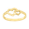 10K Yellow Gold Women's D/C 7.5mm Interlock Facet & Texture Double Heart Ring