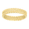 10K Yellow Gold Women's Polished 4mm Stackable Band Leaf Pattern Eternity Ring