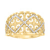 10K Two Tone Gold Women's D/C 12mm Textured Geometric Square Lily Filigree Ring