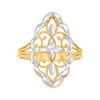 10K Two Tone Gold Womens D/C 22mm Split Shank Floral Border Flower Filigree Ring