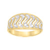 10K Two Tone Gold Women's D/C 9.5mm Stackable Beaded Band Wavy Pattern Ring