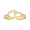 10K Yellow Gold Women's Diamond Cut 8mm Love Band Interlocked Double Hearts Ring