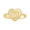 10K Yellow Gold Women's Diamond Cut 11mm Stackable Faceted Heart in Heart Ring