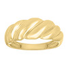10K Yellow Gold Women's High Polished 8.5mm Band Domed Scalloped Pattern Ring